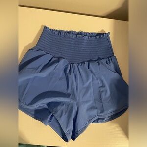 Aerie Offline Real Me Smocked Running Short periwinkle blue Perfect condition